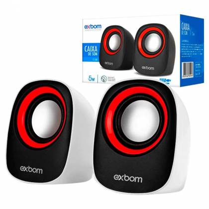 CAIXA DE SOM MULTIMÍDIA EXBOM CS-88 2.0 PRETA/VERM